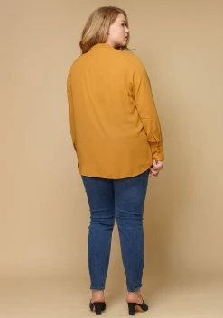 Pleione Pleated V-neck Long Sleeve Blouse Plus Size Women Clothing -Asoph Sales Shop 2000297 159 3