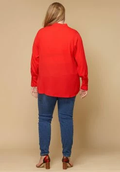 Pleione Pleated V-neck Long Sleeve Blouse Plus Size Women Clothing -Asoph Sales Shop 2000297 231 4