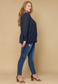 Pleione Wrap Front Long Sleeve Plus Size Women Clothing Blouse -Asoph Sales Shop 2000621 117 3