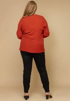 Pleione Wrap Front Long Sleeve Plus Size Women Clothing Blouse -Asoph Sales Shop 2000621 212 3