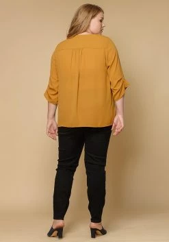 Pleione Plus Size Women Clothing 3/4 Sleeve Multi Layered Cuff Blouse -Asoph Sales Shop 2000624 159 3