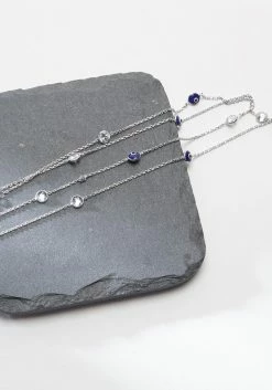 HAND MADE SWAROVSKI CRYSTAL WHITE GOLD EVIL EYE WITH NECKLACE