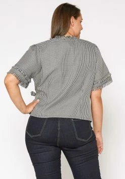 Nurode Plus Size Womens Fringe Trim Gingham Wrap Blouse -Asoph Sales Shop 2003568 001 3