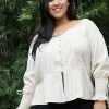 Nurode Plus Size Stripe Off Shoulder Blouse