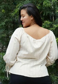 Nurode Plus Size Stripe Off Shoulder Blouse -Asoph Sales Shop 2003571 105 3