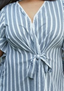 Nurode Plus Size Lace Trim Tie Front Maxi Dress 7 Nurode Plus Size Lace Trim Tie Front Maxi Dress -Asoph Sales Shop 2003572 302 4