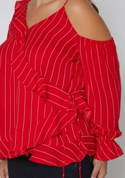 Nurode Plus Size Asymmetrical Shoulder Ruffle Blouse -Asoph Sales Shop 2003575 110 4