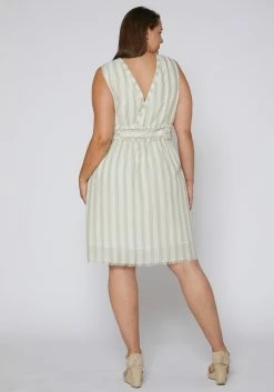 Nurode Plus Size Sleeveless Button Down Stripe Dress -Asoph Sales Shop 2003579 151 4