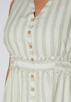 Nurode Plus Size Sleeveless Button Down Stripe Dress -Asoph Sales Shop 2003579 151 5