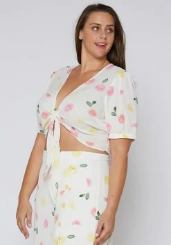 Nurode Plus Size Citrus Print Crop Top -Asoph Sales Shop 2003580 310 2