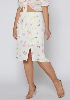 Nurode Plus Size Citrus Print Midi Skirt -Asoph Sales Shop 2003581 310 3