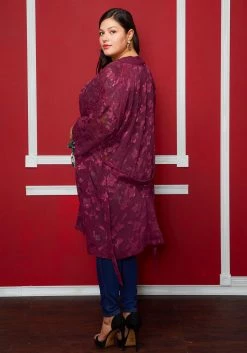 Pleione Plus Size Sheer Floral Embossed Robe Cardigan -Asoph Sales Shop 2004338 283 3