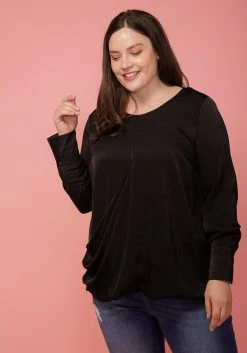 Pleione Plus Size Cross Front Crewneck Blouse Top -Asoph Sales Shop 2004342 001 4