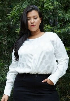 Pleione Plus Size Cross Front Crewneck Blouse Top
