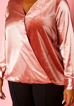 Pleione Plus Size Charmuese Contrast Cross Front Blouse -Asoph Sales Shop 2004344 186 11