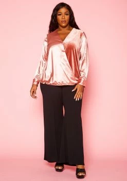 Pleione Plus Size Charmuese Contrast Cross Front Blouse -Asoph Sales Shop 2004344 186 5