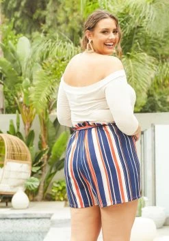 Asoph Plus Size Off Shoulder Stripe Romper -Asoph Sales Shop 2004698 118 3