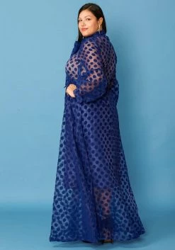 Plus Size Sheer Polkadot Bow Front Maxi Dress -Asoph Sales Shop 2004819 188 3