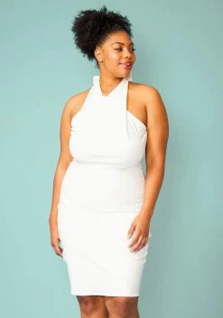 Plus Size Halter Tie Neck Mini Dress