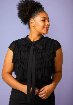 Plus Size Ruffle Front Tie Neck Romper -Asoph Sales Shop 2005087 001 4