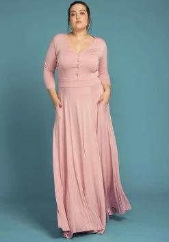 Plus Size Button Front Soft Maxi Dress