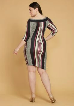 Plus Size Stripe Wrap Midi Dress -Asoph Sales Shop 2005449 187 4