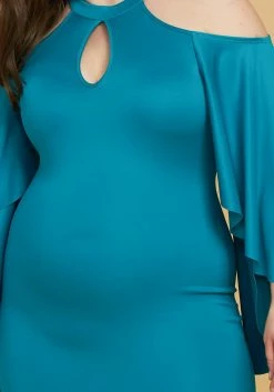 Plus Size Shoulder Cutout Batwing Sleeve Dress -Asoph Sales Shop 2005450 158 2