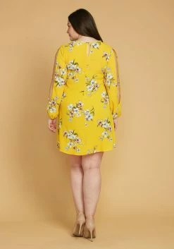 Asoph Plus Size Slit Sleeve Floral Tunic Dress -Asoph Sales Shop 2005465 105 1