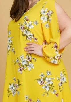 Asoph Plus Size Slit Sleeve Floral Tunic Dress -Asoph Sales Shop 2005465 105 2