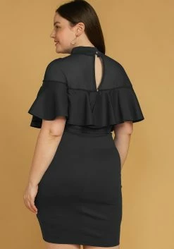 Asoph Plus Size Mesh Mock Neck Ruffle Mini Dress -Asoph Sales Shop 2005521 001 2