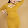 Plus Size Choker Neck Strappy Bodycon Dress