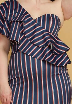 Asoph Plus Size One Shoulder Stripe Party Dress -Asoph Sales Shop 2005523 117 4