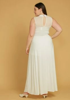 Plus Size Sleeveless Mesh Accent Romper With Cape Hem -Asoph Sales Shop 2005537 135 3