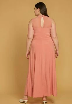 Plus Size Sleeveless Mesh Accent Romper With Cape Hem -Asoph Sales Shop 2005537 186 2