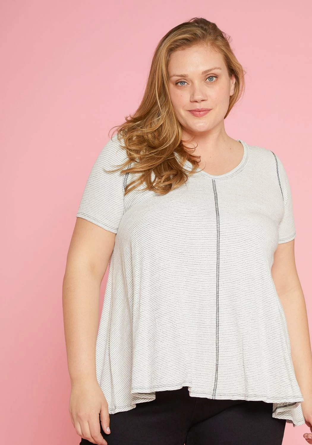 Asoph Plus Size Soft Stripe Top 1 Asoph Plus Size Soft Stripe Top