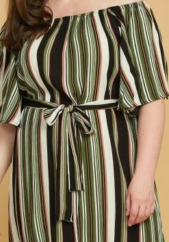 Asoph Plus Size Stripe Bell Sleeve Casual Dress -Asoph Sales Shop 2005565 125 4