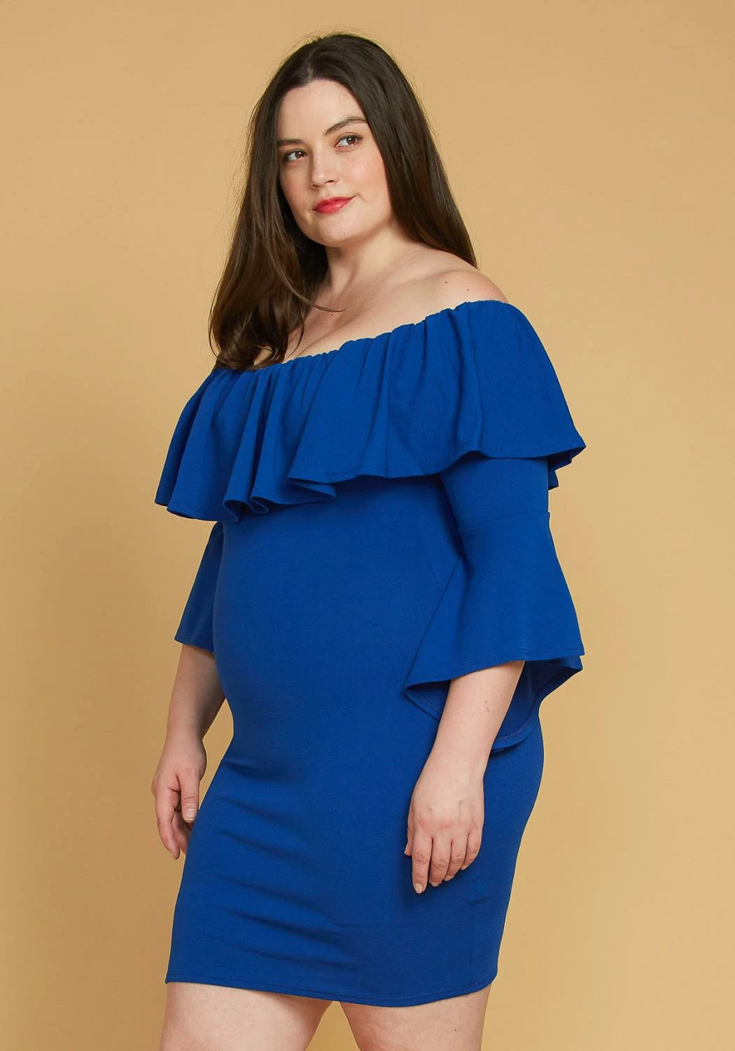 Plus Size Ruffle Off Shoulder Party Dress 2 Plus Size Ruffle Off Shoulder Party Dress - Image 2