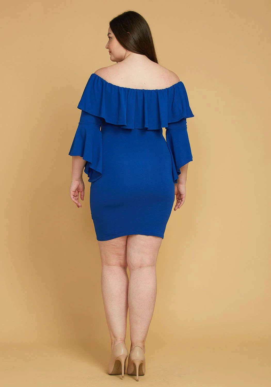 Plus Size Ruffle Off Shoulder Party Dress 3 Plus Size Ruffle Off Shoulder Party Dress - Image 3