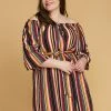 Asoph Plus Size Stripe Off Shoulder Casual Dress