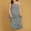 Asoph Plus Size Smocked Tube Top Ruffle Hem Maxi Dress
