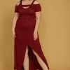 Asoph Plus Size Keyhole Front Slit Hem Maxi Dress