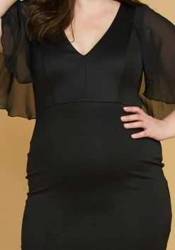 Plus Size Chiffon Cape Shoulder Dress -Asoph Sales Shop 2005624 001 4