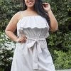 Pleione Plus Size Ruffle Empire Tie Waist Sun Dress