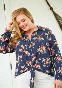 Pleione Plus Size Button Up Blouse