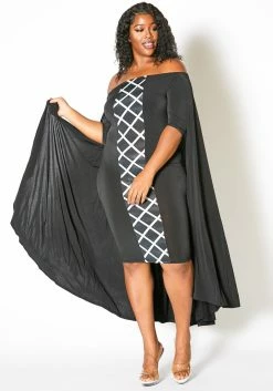 Asoph Plus Size Off Shoulder Cape Dress -Asoph Sales Shop 2007834 172 1