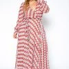 Asoph Plus Size Multi Print Wrap Maxi Dress