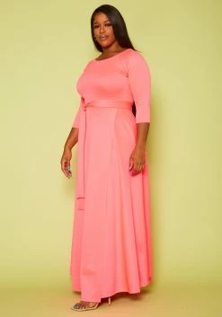 Asoph Plus Size Womens Classic Knot Front Maxi Dress -Asoph Sales Shop 2009066 004 4