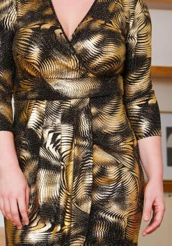 Asoph Plus Size Gold Metallic Wrap Dress -Asoph Sales Shop 2010214 146 2