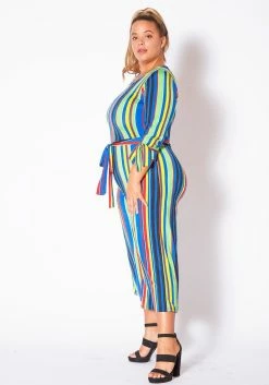Asoph Curvy Womens Over The Rainbow Striped Jumpsuit -Asoph Sales Shop 2010722 188 1