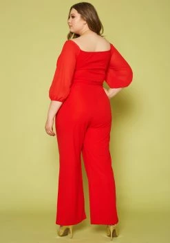 Plus Size Off Shoulder Drape Front Jumpsuit -Asoph Sales Shop 2010852 001 3
